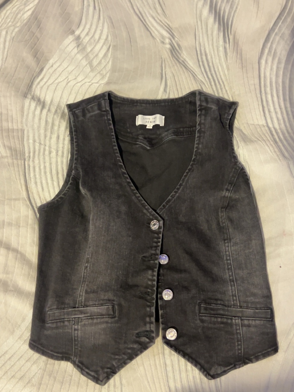 Love Tree Black Denim Vest